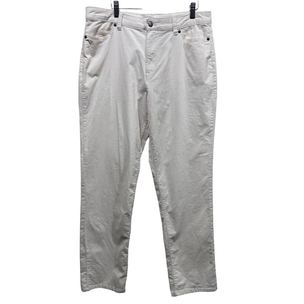 Coldwater Creek Wmns 12 Straight Leg Corduroy Stretch Trouser Pants Cream/Ivory